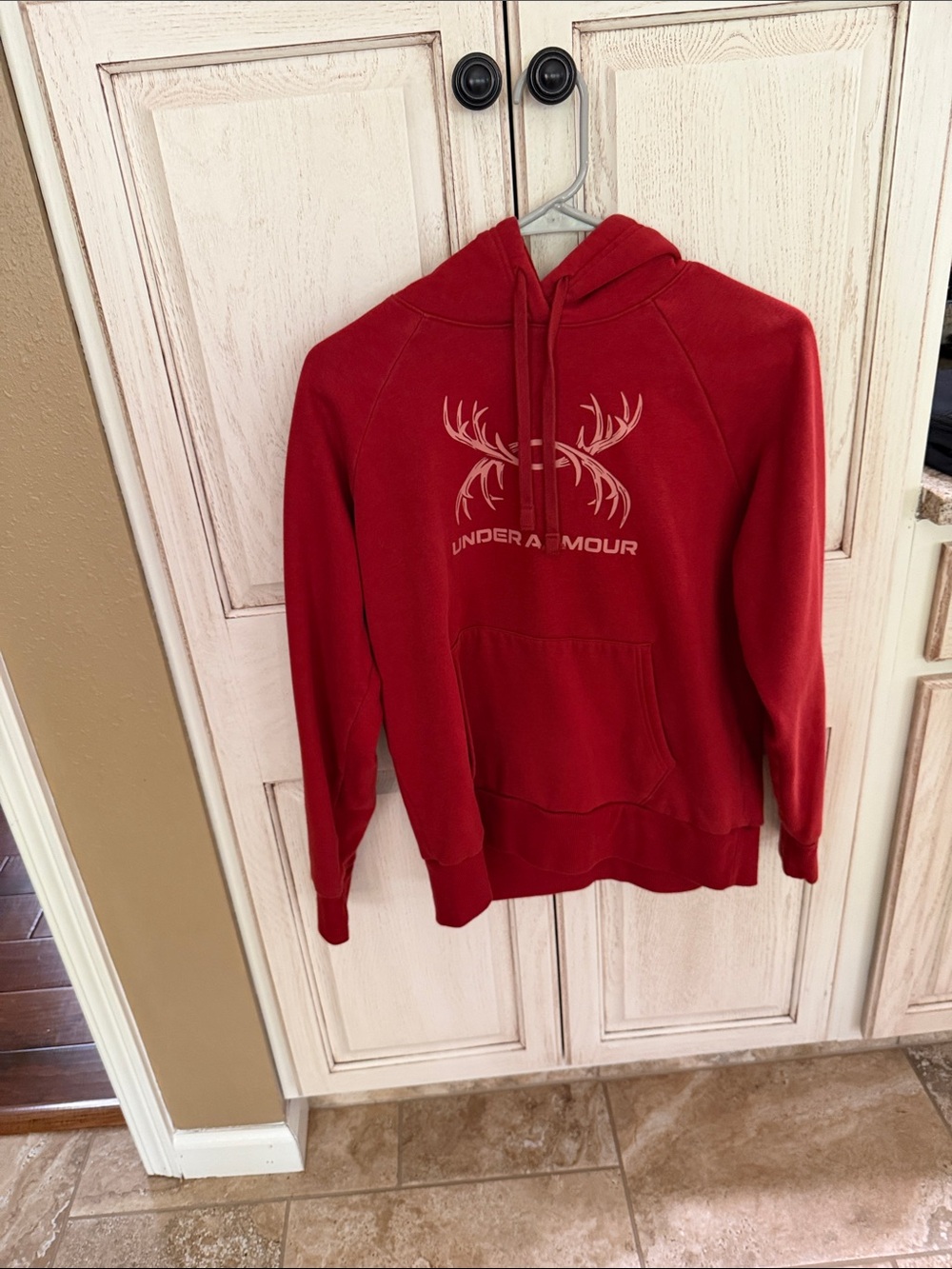 Under Armour Red Pullover Hoodie with Antler Logo